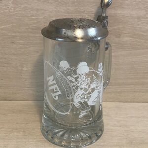 NFL Licensed 16oz. Germany Bar Ware Etch Glass Beer Stein w Lid Pls Read